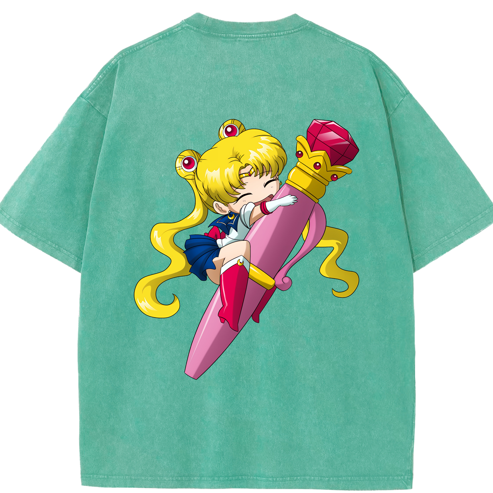 （画像用） 美少女戦士セーラームーン 月野 うさぎ つきの うさぎ Sailor Moon Tsukino Usagi 綿100% ヴィンテージ風 半袖Tシャツ（背面プリント）